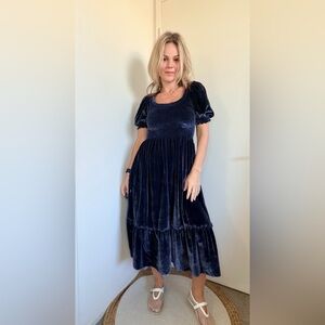 Hill House Home Louisa Nap Dress in navy velvet